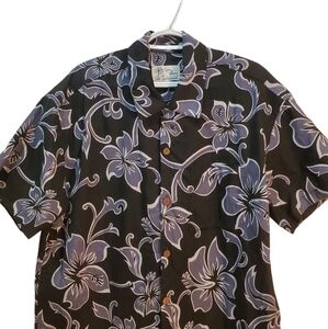 Toes On The Nose Men's Hawaiian Shirt Made In USA Size L Black &‎ White